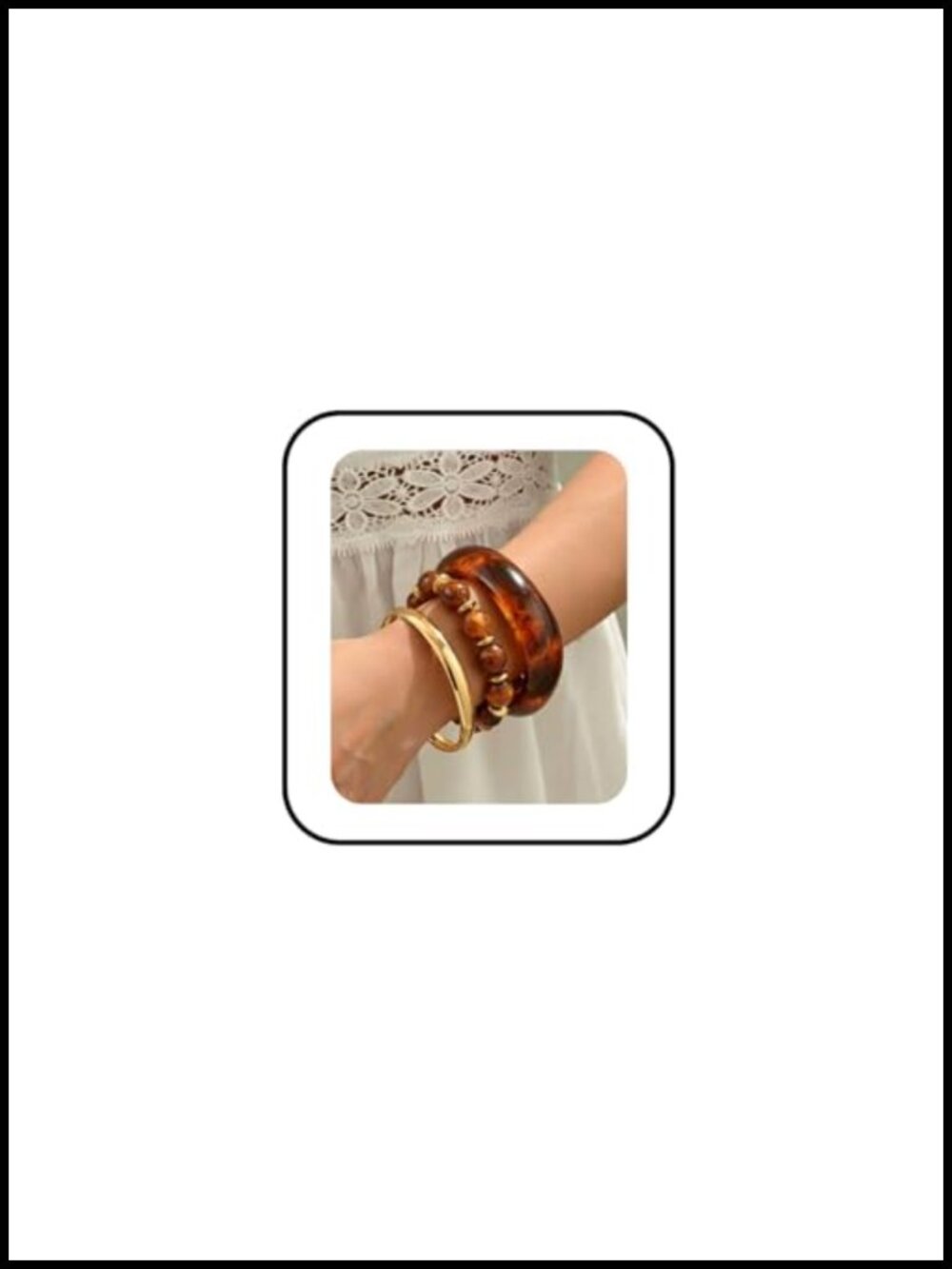 Chunky Gold Bangle Bracelets for Women Resin Beaded Bracelet Set Lightweight